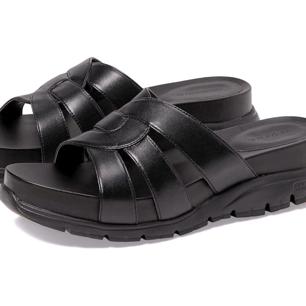NEW COLE HAAN Women's Size 8.5 Zerogrand Slotted Slide Flat Sandals - Black